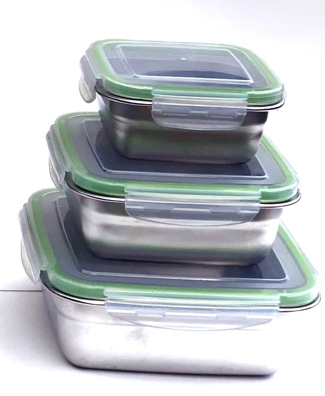 JASINCESS 18/8 Stainless Steel Food Storage Containers - Set of 3