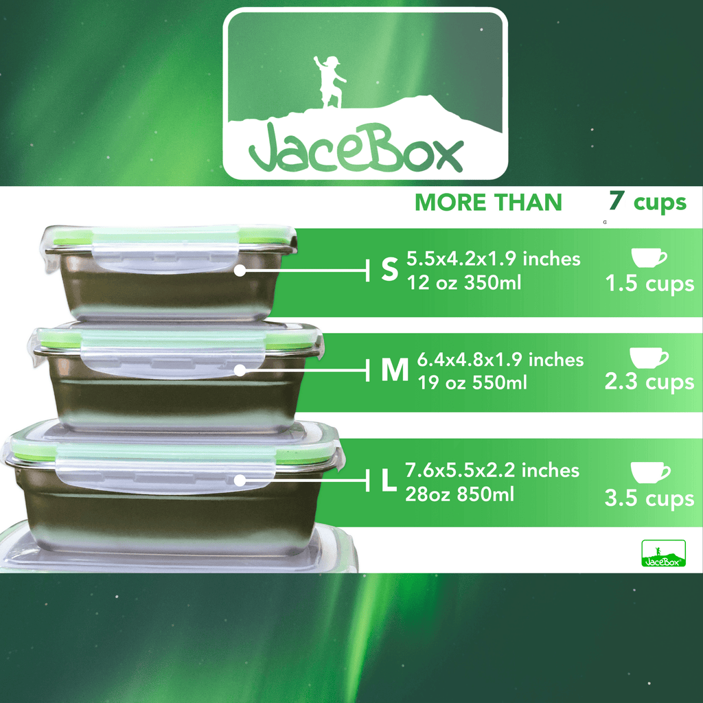 JASINCESS 18/8 Stainless Steel Food Storage Containers - Set of 3 Reusable  Silicone Lids Suitable for Lunch boxes Pre-meal preparations Snacks at Home