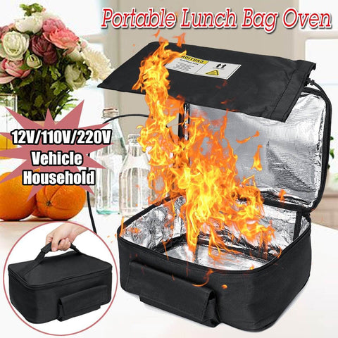12V Portable Electric Food Warmer Heating Lunch Box Bag Mini Oven for Car  Office